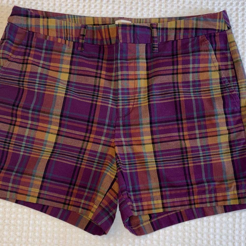 a new day Size 10 Purple Tan Plaid Women's Shorts